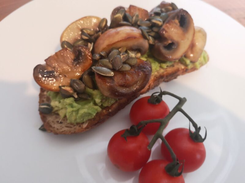 Light and Healthy Superfood Avocado and mushrooms with pumkin seeds VE Goodwin House B&B, Keswick
