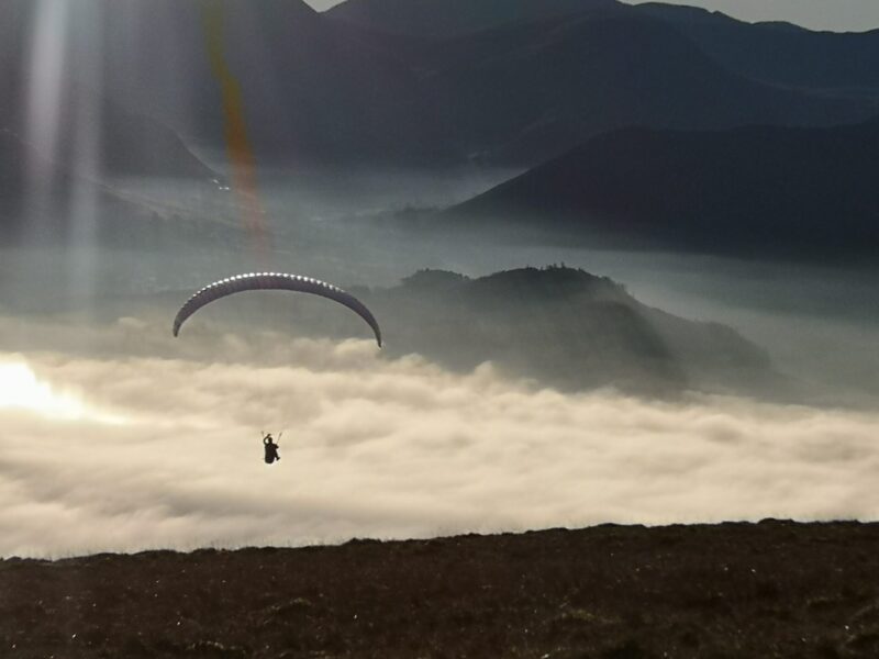 Skiddaw paragliding into the cloud inversion Goodwin House B&B, Keswick