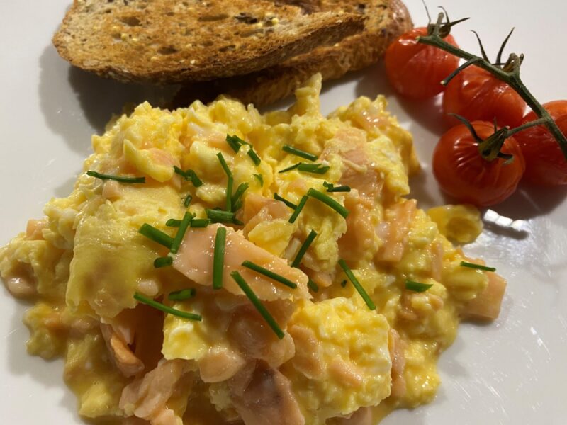 Goodwin Guest House Lake District B B Breakfast Smoked Salmon with Scrambled Eggs Vine Ripeneded Tomates and Sourdough Toast Goodwin House B&B, Keswick