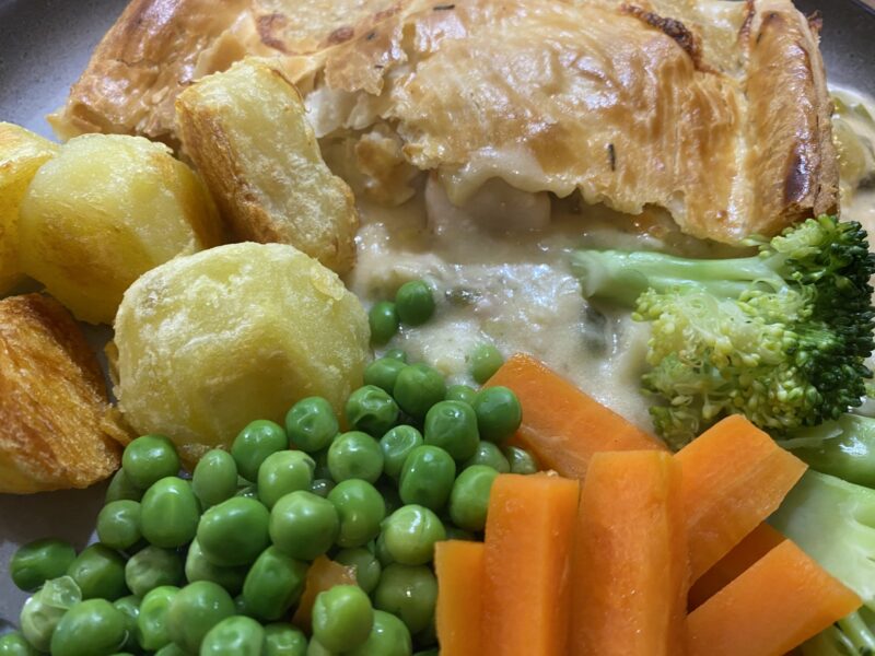 Goodwin Guest House Lake District B B Evening meals Chicken Ham Leek Pie with a cream and white wine sauce served with with potatoes and steamed fresh vegetables Goodwin House B&B, Keswick